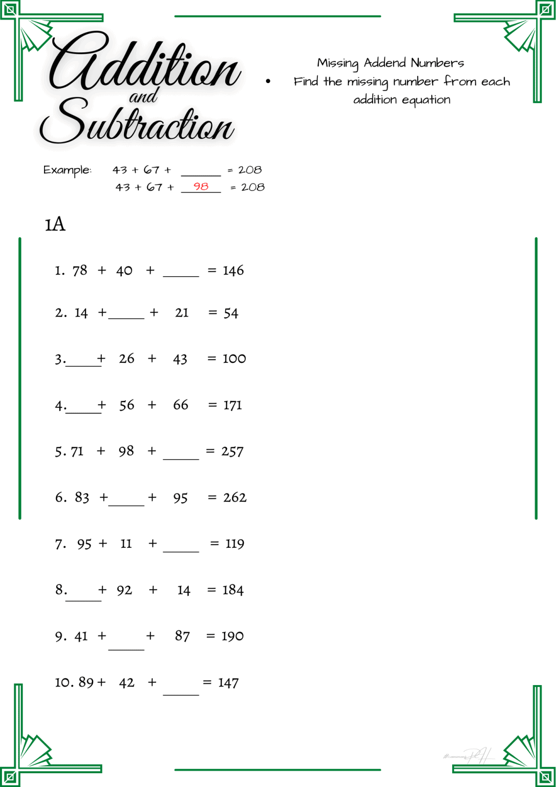 Grade 6 Worksheets | Addition and Subtraction