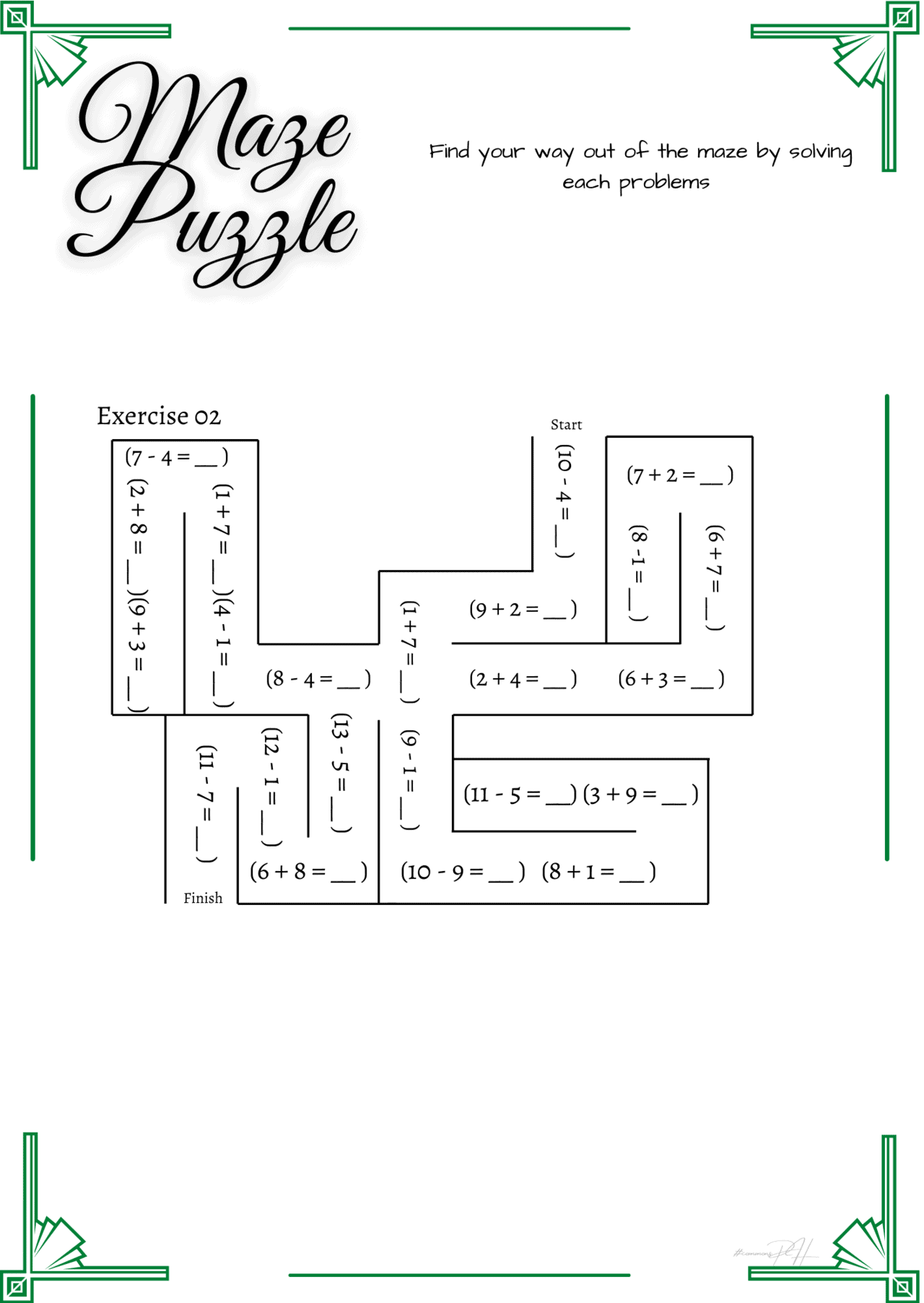 grade 1 maze puzzle addition and subtraction