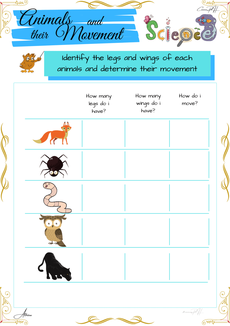 grade 1 science worksheet how animals move