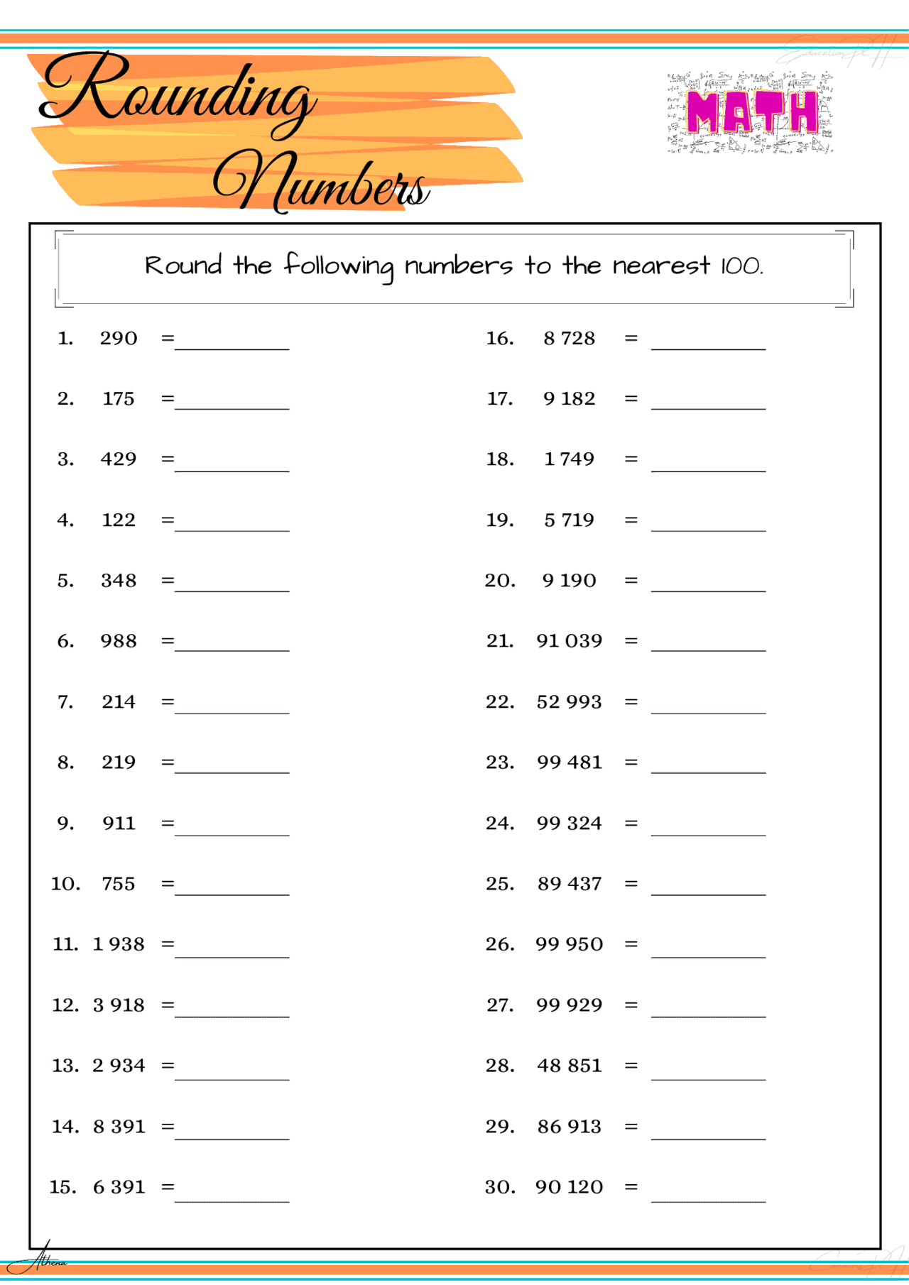 Numeracy Worksheets Year 8