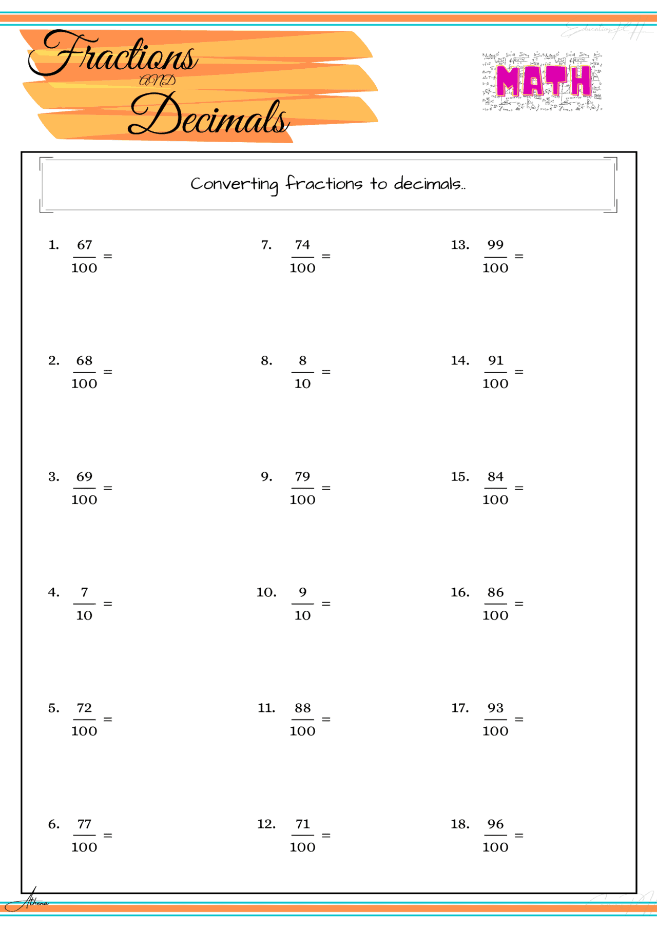 Grade 4 Math | Decimals and Fractions II (Fractions to Decimals)