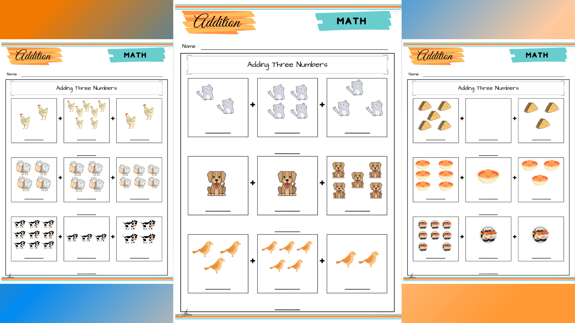 Grade 1 Math Addition Three Numbers 